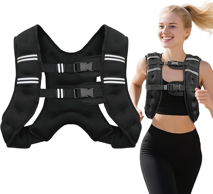 8lb/12lb/16lb/20Lb Weighted Vest for Woman Men with Reflective Stripe, Size Adjustable Strength Training Weighted Vest for Walk Running Jogging