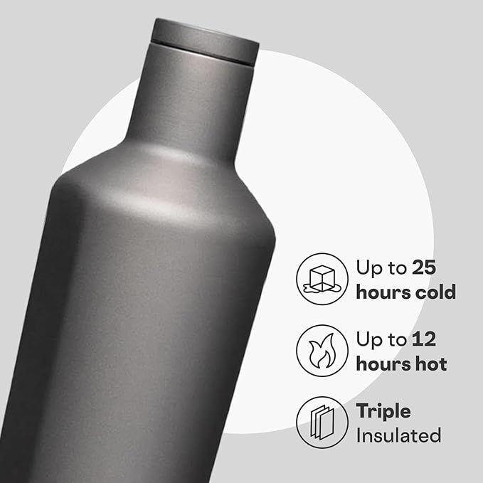 Corkcicle Classic Canteen Insulated Water Bottle - Stainless Steel Reusable Tumbler - Triple Insulated - Keeps Drinks Cold 25 Hours or Hot 12 Hours - Cupholder Friendly - Ceramic Slate - 25 oz
