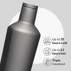 Corkcicle Classic Canteen Insulated Water Bottle - Stainless Steel Reusable Tumbler - Triple Insulated - Keeps Drinks Cold 25 Hours or Hot 12 Hours - Cupholder Friendly - Ceramic Slate - 25 oz