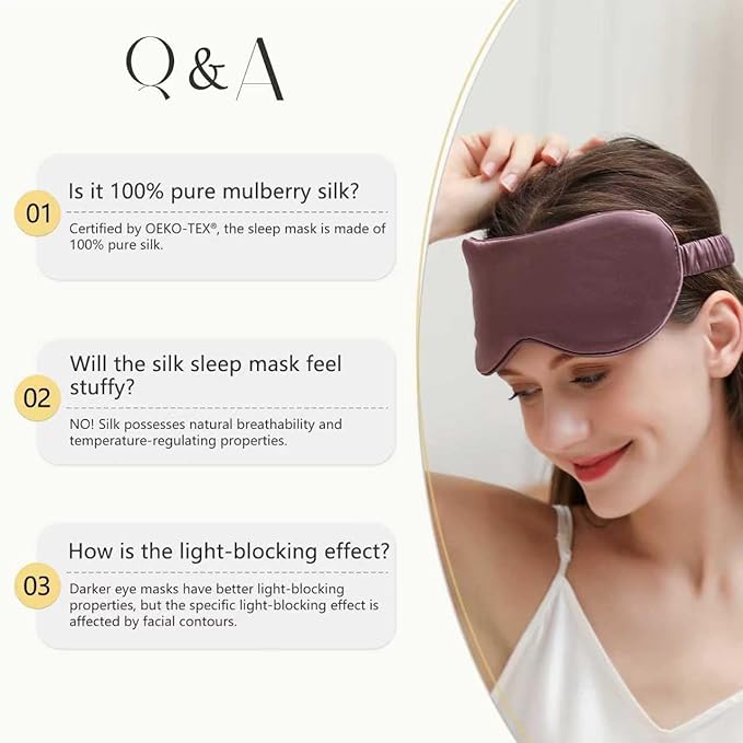 ZIMASILK Adjustable 100% 22 Momme Mulberry Silk Sleep Mask for Sleeping, Filled with Premium Mulberry Silk, Softest & Breathable Blackout Eye Sleeping Mask (Black)