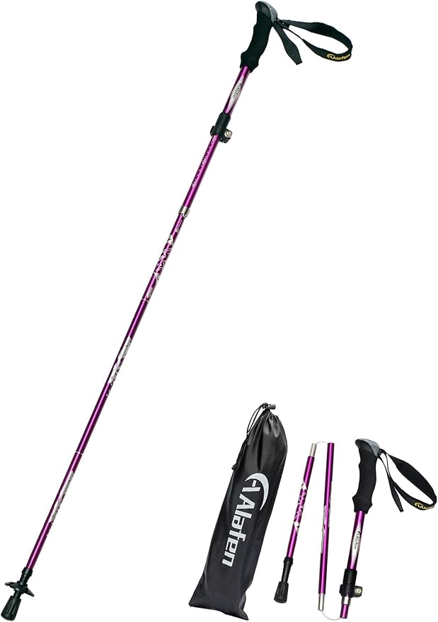 Aluminum Collapsible Ultralight Travel Trekking Hiking Pole for Men and Women (Fits 5'3" - 6'2")