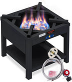 ARC Single Burner Propane Stove, 200,000BTU Cast Iron High Pressure Outdoor Propane Burner Cooker,16.5"Heavy Duty Square Stove, Great For Outdoor Cooking Turkey Fry,Seafood Boil,Homebrewing