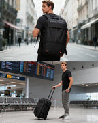 Vacuum Rolling Backpack with Vacuum System, Built-in Pump and Charging Port, Carry On Luggage with Vacuum Seal Bag, Wheels, Travel Suitcase with Vacuum Compression Bag for 17" Laptop