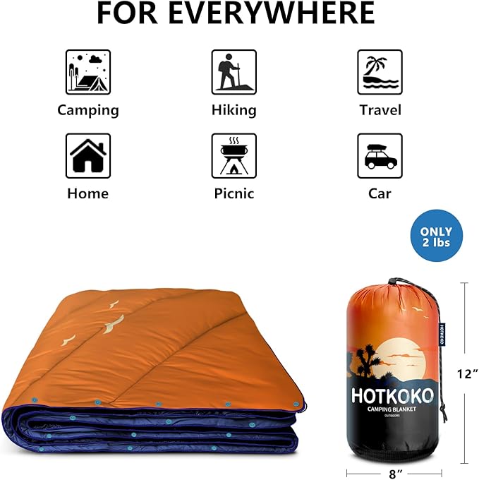 Camping Blanket,Lightweight Puffy Printed Camping Blanket Packable Outdoor Blanket for Camping,Traveling, Stadium, Hiking, Picnics