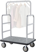 42 * 26IN Hotel Luggage Cart with Top Frame and Hook, 1300 LBS Load Capacity, Platform Truck with Front Frame and 7-inch Rubber Wheels, Ideal for Travel, Resorts, Conference