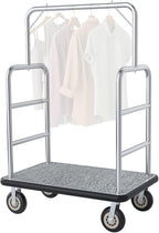 42 * 26IN Hotel Luggage Cart with Top Frame and Hook, 1300 LBS Load Capacity, Platform Truck with Front Frame and 7-inch Rubber Wheels, Ideal for Travel, Resorts, Conference