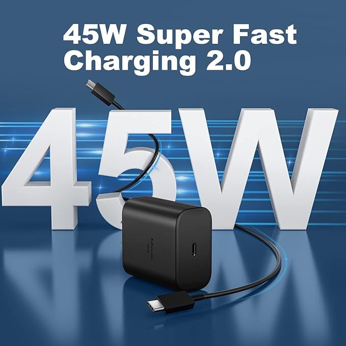 45W USB C Fast Charger, 45Watt Super Fast Charger Type C with 6.6ft Android Fast Charging Cable Cord for Samsung Galaxy S26 Ultra/S26/S26+/S25 Ultra/S25/S24/S23 Ultra/S22 Ultra/S20 Ultra/Note 10 Plus