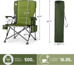 TIMBER RIDGE Oversized Folding Camping Chair High Back Heavy Duty for Adults Support up to 500lbs with Cup Holder, Side Pocket Cooler Bag