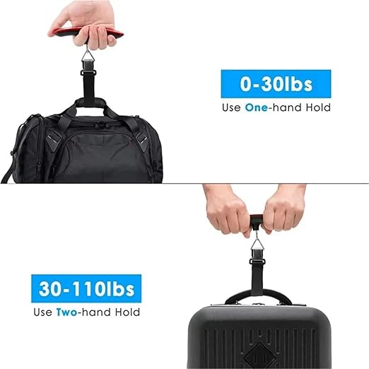 Portable Digital Luggage Scale - 2 Pack, Handheld Electronic Scale for Travelers, 110 lbs Capacity, Lightweight Travel Scale (d) - Aurate Weight Measurement (Red 1)