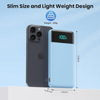 Portable Charger for iPhone with Built in Cables and Wall Plug,Upgraded 13800mAh Fast Charging USB C Power Bank,4 Outputs Travel Essential Battery Pack Compatible with iPhone 15/14/13/12,-Light Blue