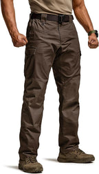 CQR Men's Flex Ripstop Tactical Pants, Water Resistant Stretch Cargo Pants, Lightweight EDC Hiking Work Pants