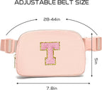 Gitus 6 7 8 9 10 Year Old Girl Gifts Belt Bag Fanny Pack Crossbody Bags with Initial Letter Patch Things for Teen Girls Easter Gifts for Girls Travel Essentials（Coral Pink-T）