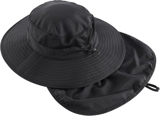Home Prefer UPF 50+ Sun Hats for Men Women Wide Brim Fishing Hat with Neck Flap Summer Safari UV Protection Bucket Hat