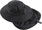 Home Prefer UPF 50+ Sun Hats for Men Women Wide Brim Fishing Hat with Neck Flap Summer Safari UV Protection Bucket Hat