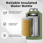 WATERSY 2/3 Gallon Water Bottle Insulated(Cold for 48 Hrs),BPA Free&Leak Proof,87oz Stainless Steel Water Jug/Flask,Big thermo,Large Water Bottle with Handle for Gym,Hiking,Camping,Olive Green