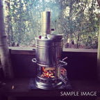 Portable Turkish Samovar Tea Kettle, Camping Water Boiler Tea Pot, Wood, Coals Fired Semaver Teapot, Water Heater for Camping, Picnic, Hunting, Outdoor Activities with Black Handles | 135.2 oz (4 lt)