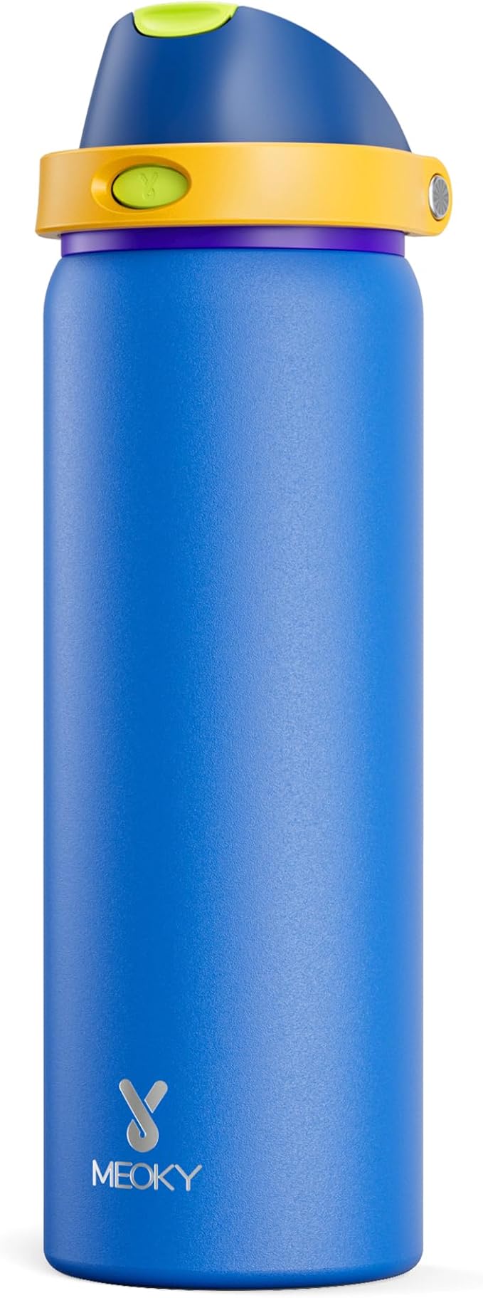 32 oz Insulated Water Bottle for Men: Meoky Stainless Steel Water Bottle with 2-in-1 Straw and Spout Lid - Leak Proof, Cold for 24 Hours, Protective Silicone Base, BPA-Free for Sports Gym, Sapphire