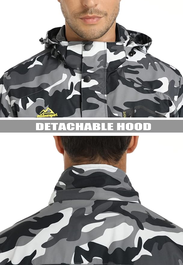 TACVASEN Men's Rain Jacket Lightweight Windbreaker with Hooded Water Resistant Outdoor Raincoat for Hiking Travel Camping