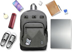 Swissdigital Design Big Student Laptop Backpack with Fun Personalized Patches For College Boys & Girls, Middle High School Teen Bookbag Cool Travel Daypack Grey- Includes 3 Patches | SD1718-03