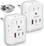 2 Pack European Travel Plug Adapter, VINTAR PD 35W Foldable Type C Adapter with 4 AC Outlets 3 USB Ports(2 USB C), Travel Essentials Charger for US to Most of Europe EU Italy Spain France