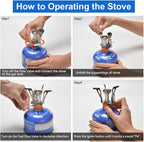 Odoland 12pcs Camping Cookware Mess Kit with Mini Stove, Lightweight Pot Pan Kettle with 2 Cups, Fork Spoon Kit for Backpacking, Outdoor Camping Hiking and Picnic