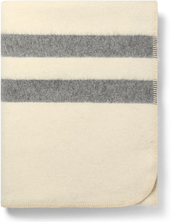 Thick Alpaca Wool Blanket Heavyweight for Camping Outdoors or Using Indoors Soft Peruvian Alpaca Wool Blankets (Ivory - Soft Gray, Twin)