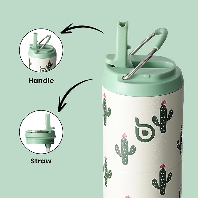 BOTTLE BOTTLE Insulated Water Bottle 24oz with Straw Lid and Handle for Sports Travel Gym Stainless Steel Water Bottles Double-Wall Vacuum Metal Leak Proof BPA-Free