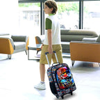UFNDC Kids Suitcase for Boys, Suspension Bridge Racing Luggage with Wheels，Travel Carry on for Children Toddler Elementary