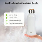 YOHKOH Mini Insulated Water Bottle With Bamboo Lid - 11.8oz Small Vacuum Insulated Water Bottle for Women Kids, 12 Hrs Hot & 24 Hrs Cold Stainless Steel Thermos Leak-Proof BPA-Free (11.8oz,White)