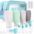 18 Pcs Travel Bottles Set for Toiletries, TSA Approved Travel Size Containers with Bandage Silicone Squeezable for Shampoo Conditioner Lotion Body Wash (Multicolour+Blue Bag)