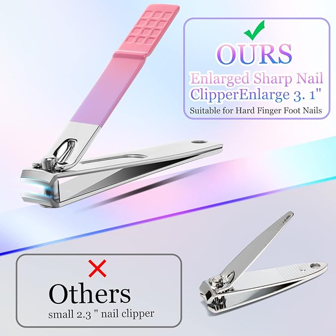 Aceoce Manicure Set Women Nail Clippers Professional Manicure Pedicure Kit Stainless Steel Nail Cutter Grooming Kit Personal Care Tool with Travel Case Gifts for Women Her Valentine's Day Mother's Day