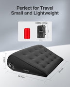 Luxtude Inflatable Wedge Pillow for Sleeping, Travel Wedge Pillow for Back Pain Relief, Knee Leg Elevation Support, Inflatable Bed Pillows for Sleeping, Back Support for Sitting Up-Black