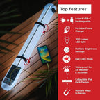 LuminAID Solar Beam with Phone Charger - Shatterproof & Waterproof Inflatable Tube Lantern with 300 Lumens of Bright LED - Perfect for Camping, Backpacking, Hiking, Emergency