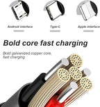 Bling Dual USB Car Charger with 3-in-1 Multi Fast Charging Cable, Dual Port Charger Adapter with Type C Micro USB Cord for iPhone, Android, Rhinestones Car Interior Accessories for Women(Black)