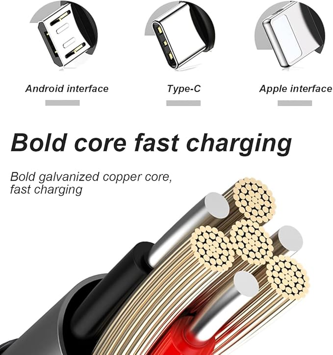 Bling Dual USB Car Charger with 3-in-1 Multi Fast Charging Cable, Dual Port Charger Adapter with Type C Micro USB Cord for iPhone, Android, Rhinestones Car Interior Accessories for Women(White)