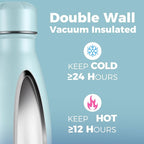 Volhoply 25oz Insulated Water Bottles 1/2/4 Pack, Double Wall Stainless Steel Vacuum Flask Keeps Cold & Hot, BPA Free Leakproof Bottle (Green Blue,2 Pack)