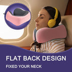 napfun Neck Pillow for Traveling, Upgraded Travel Neck Pillow for Airplane 100% Pure Memory Foam Travel Pillow for Flight Headrest Sleep, Portable Plane Accessories, Pink