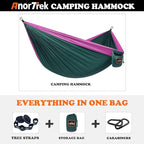 Camping Hammock, Super Lightweight Portable Parachute Hammock with Two Tree Straps Single or Double Nylon Travel Tree Hammocks for Camping Backpacking Hiking