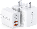 3 Pack Fast Charging Block, 40W 4-Port Charger Cube Power Brick Plug Box Base Adapter for iPad/Pro/Mini, Compatible with iPhone 13/14/15/16/17,Galaxy, Motorola,Sony, Google Pixel, Tablet