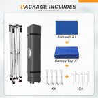 EAGLE PEAK Pop Up Canopy Tent with 1 Sidewall, Easy Setup Event Tent, Outdoor Sun Shade, Wheeled Carry Bag, Stakes and Guy Ropes, Instant Canopy 6.6x6.6, Blue