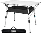 Portable Camping Table with Adjustable Legs, Lightweight Aluminum Folding Table Foldable Table for Outdoor Cooking, Picnic, Beach, Backyards, Rectangular