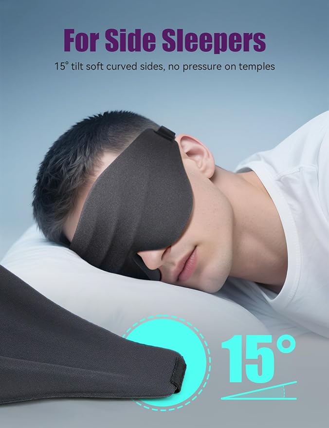 Sleep Eye Mask for Men Women, EVA BELLE Light Blocking Sleeping Mask for Side Sleeper, 3D Contoured Cup Night Blindfold, Lash Extensions 3D Sleeping Mask with Adjustable Strap for Travel, Night & Nap