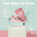 40 oz Insulated Water Bottle with Straw: Meoky Stainless Steel Metal Water Bottle with 2-in-1 Lid - Leak Proof, Cold for 24 Hours, Protective Silicone Base, BPA-Free for Sports Gym, Cream