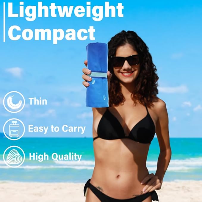 Lightweight Thin Microfiber Beach Towel Sand Free Quick Dry Absorbent Compact Soft Pool Swim Travel Towels Extra Large Oversized Beach Accessories Packable Essentials Stuff Gifts for Adult