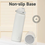 40 oz Insulated Water Bottle with Straw: Meoky Stainless Steel Metal Water Bottle with 2-in-1 Lid - Leak Proof, Cold for 24 Hours, Protective Silicone Base, BPA-Free for Sports Gym, Ivory