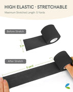 FriCARE Self Adhesive Bandage Wrap, Medical Tape in First Aid Kit, Cohesive Bandages for Wounds Sport Vet, FSA/HSA Eligible, 2 Inches X 5 Yards 6 Rolls, Classic