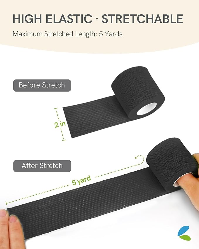 FriCARE Self Adhesive Bandage Wrap, Medical Tape in First Aid Kit, Cohesive Bandages for Wounds Sport Vet, FSA/HSA Eligible, 2 Inches X 5 Yards 6 Rolls, Classic