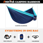 Camping Hammock, Super Lightweight Portable Parachute Hammock with Two Tree Straps Single or Double Nylon Travel Tree Hammocks for Camping Backpacking Hiking