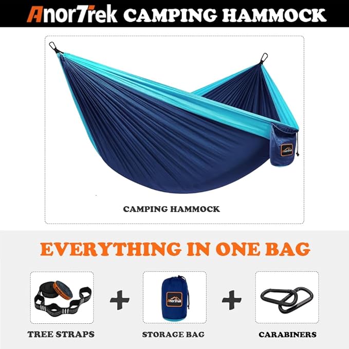 Camping Hammock, Super Lightweight Portable Parachute Hammock with Two Tree Straps Single or Double Nylon Travel Tree Hammocks for Camping Backpacking Hiking