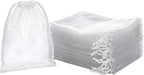 Clear LDPE Drawstring Bags (50 Pack) (13.75" x 17.5") 2 Mil Disposable Transparent Plastic with Double Cotton White Strings. Shoe Bags for Travel Large Storage Organizers Pouch (50)